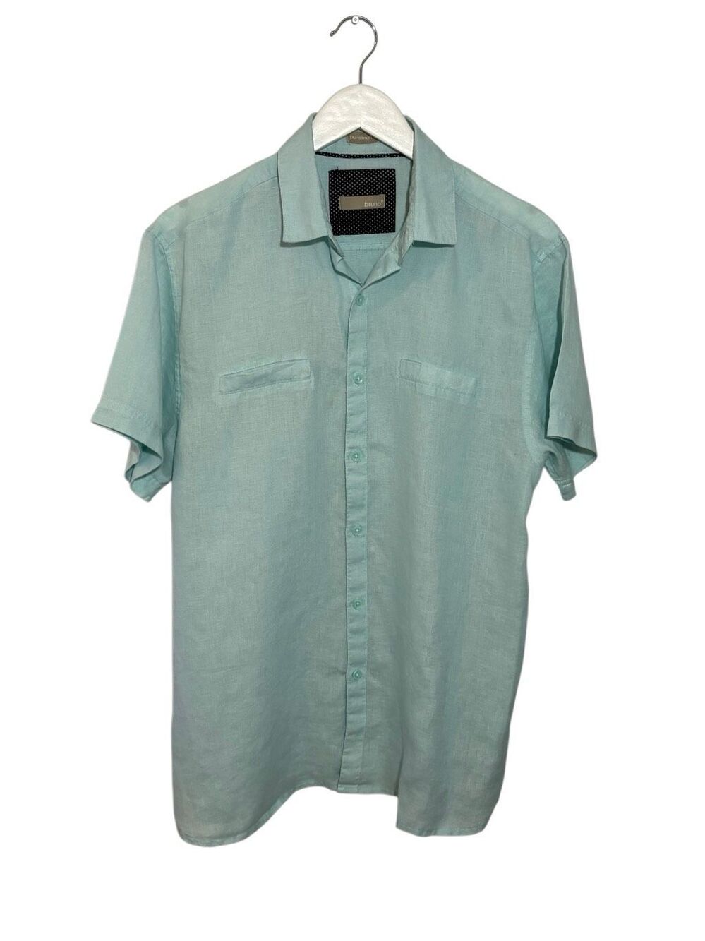 Bruno 100% linen light teal button down shirt - M